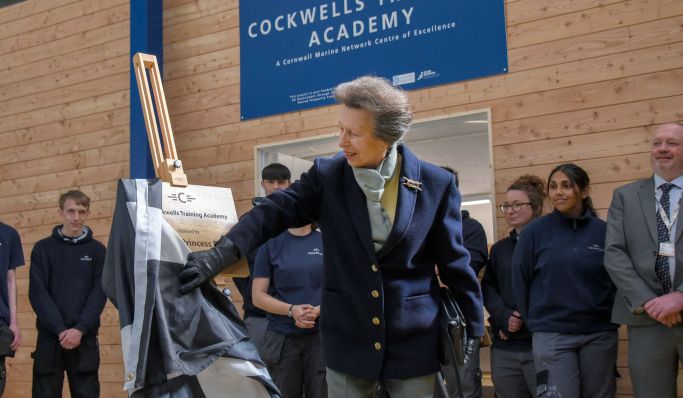 HRH The Princess Royal Opens Cockwells’ Training Academy and Launches New Hardy 45 European in Cornish Waters