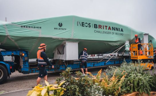 Pivotal moment for INEOS Britannia as AC75 arrives in Barcelona