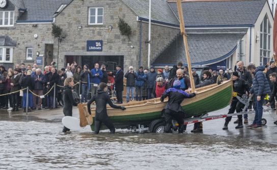 Boat Building Academy hosts 55th ceremonial launch into Lyme Regis harbour